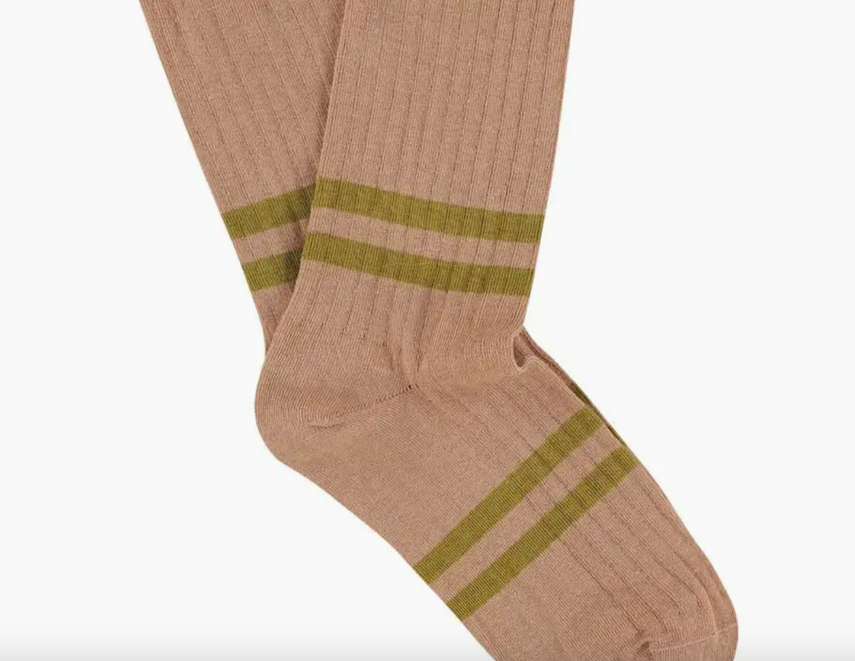 Escuyer Womens Stripe socks Mustard/Pink