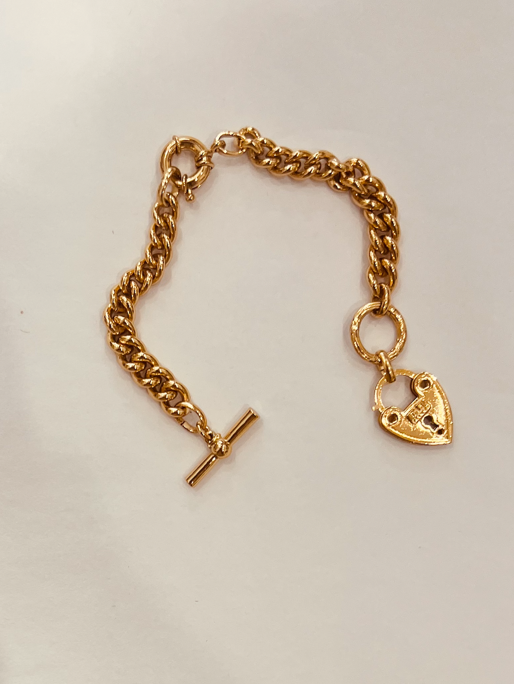 Gas Bijoux Gold Heart Lock Charm Bracelet