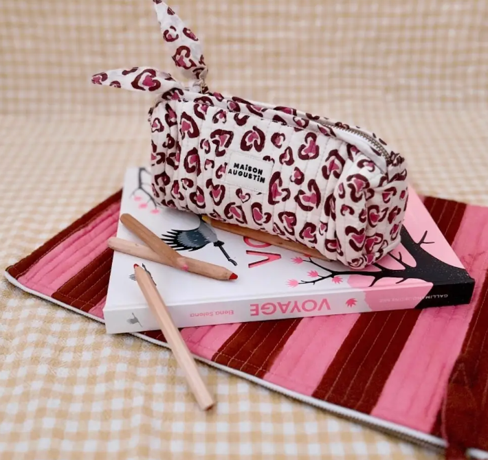 Maison Augustin Pink and Tobacco Stripe laptop case