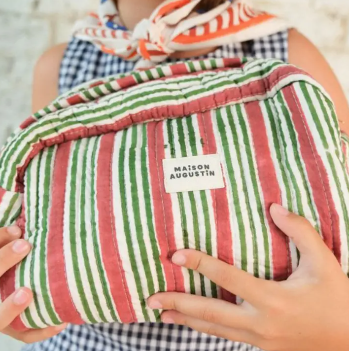 Maison Augustin Brick Stripe Toiletry Bag