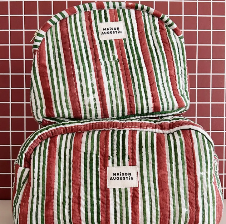 Maison Augustin Brick Stripe Toiletry Bag