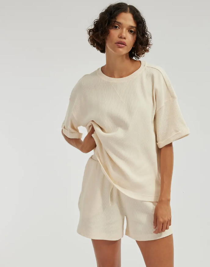 Amelius Laurie Waffle Tee- Cream