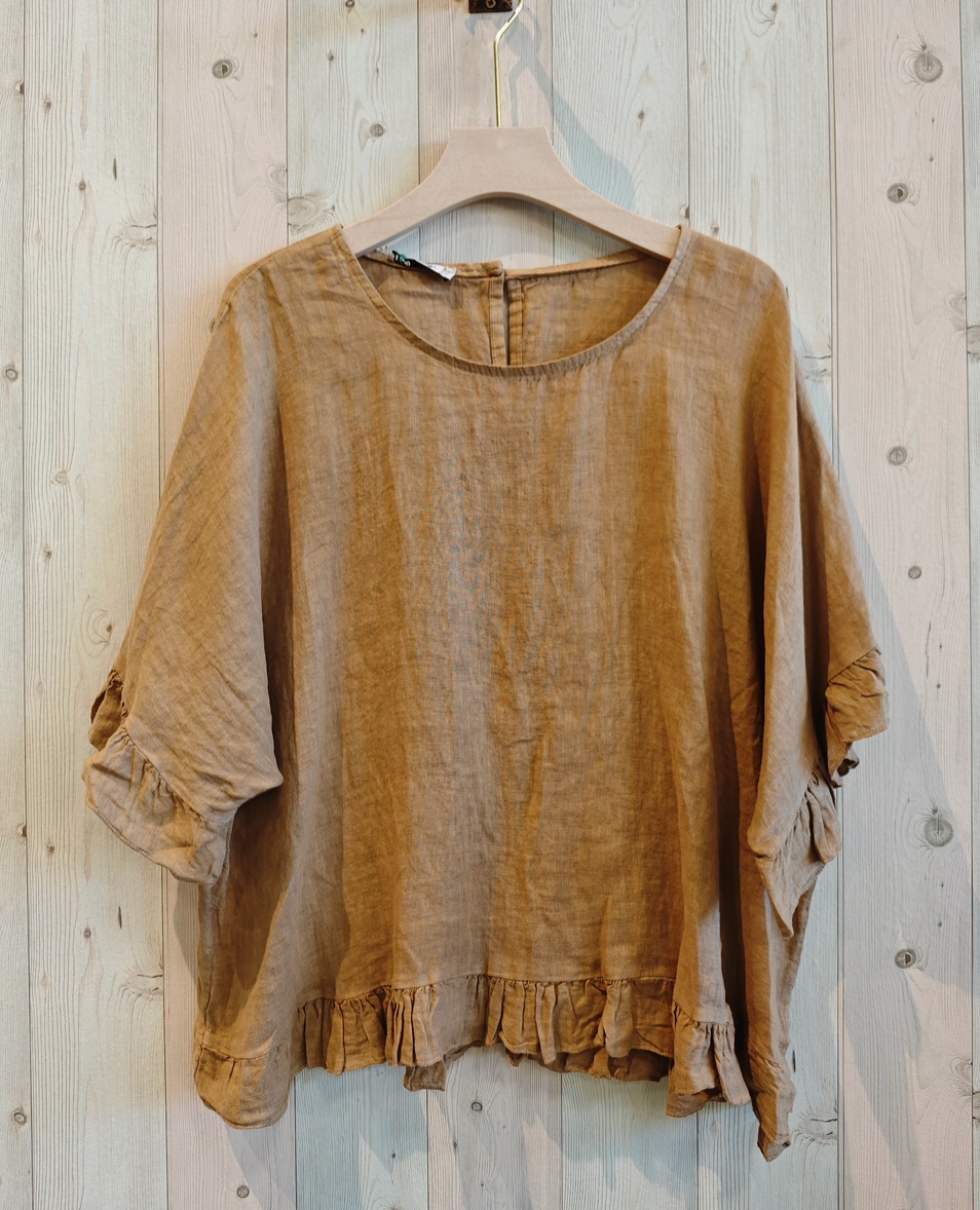 Made in Italy Linen Ruffle Tee