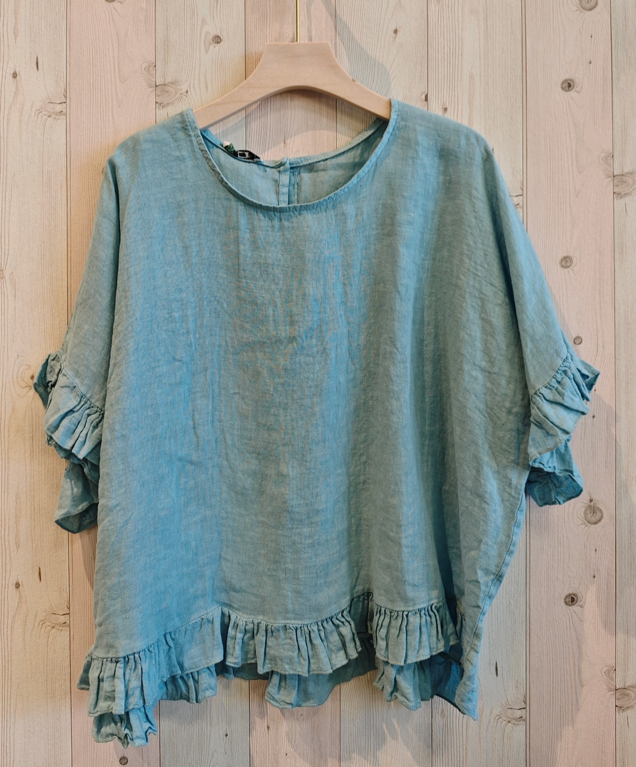 Made in Italy Linen Ruffle Tee