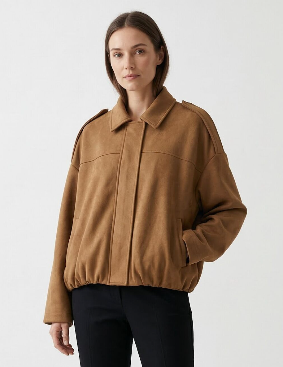 The Bubble Camel Suede-effect Jacket - End July arrival