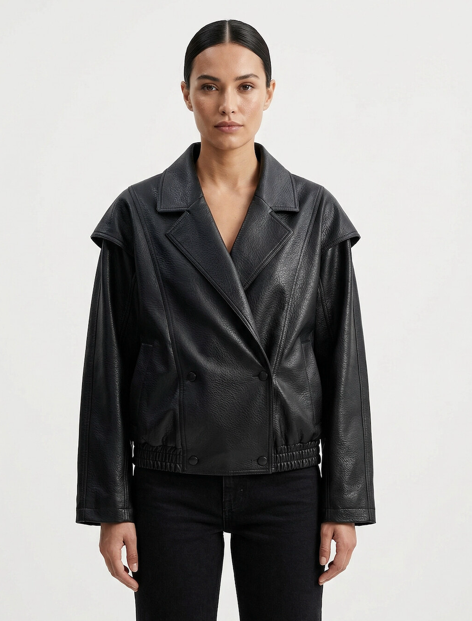 The oversized grained faux leather Jacket -End July arrival