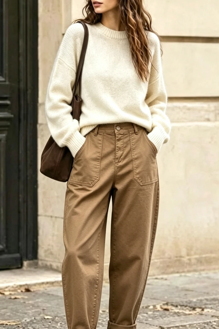 Made in Italy Cotton Essential Pants - Caramel (1st WEEK SEPT arrival PRE ORDER)