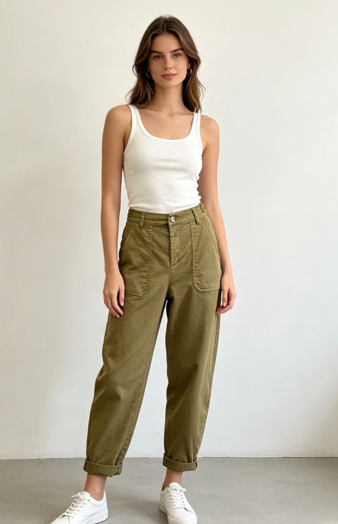 Made In Italy Cotton Essential pant - Khaki (PRE ORDER 1st WEEK SEPT ARRIVAL)
