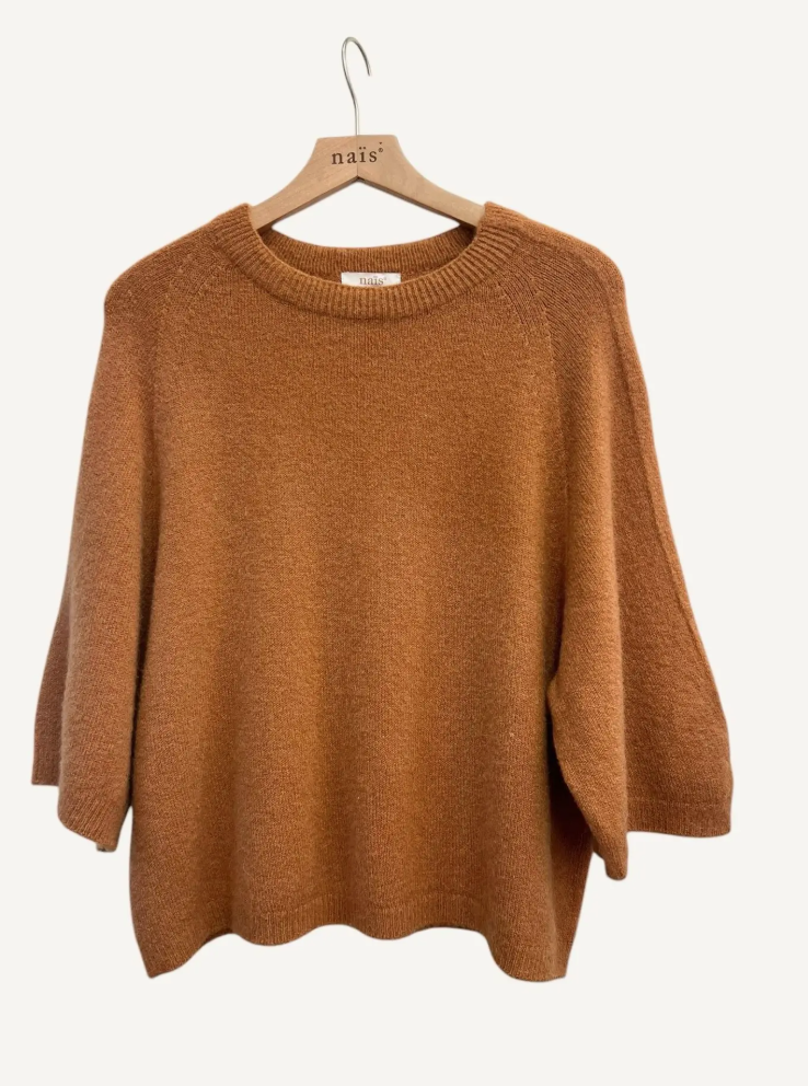 Nais Paris 3/4 sleeve baby alpaca crew