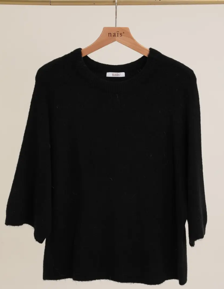 Nais Paris 3/4 sleeve baby alpaca crew