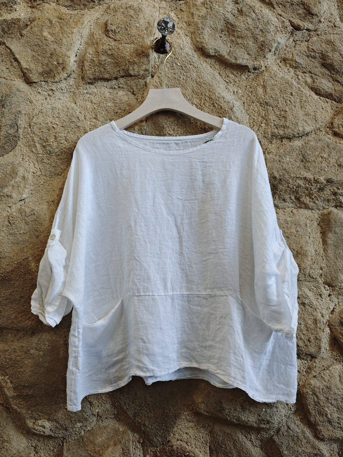 Made in Italy Pocket 100% Linen Blouse - White, Pink, Terracotta