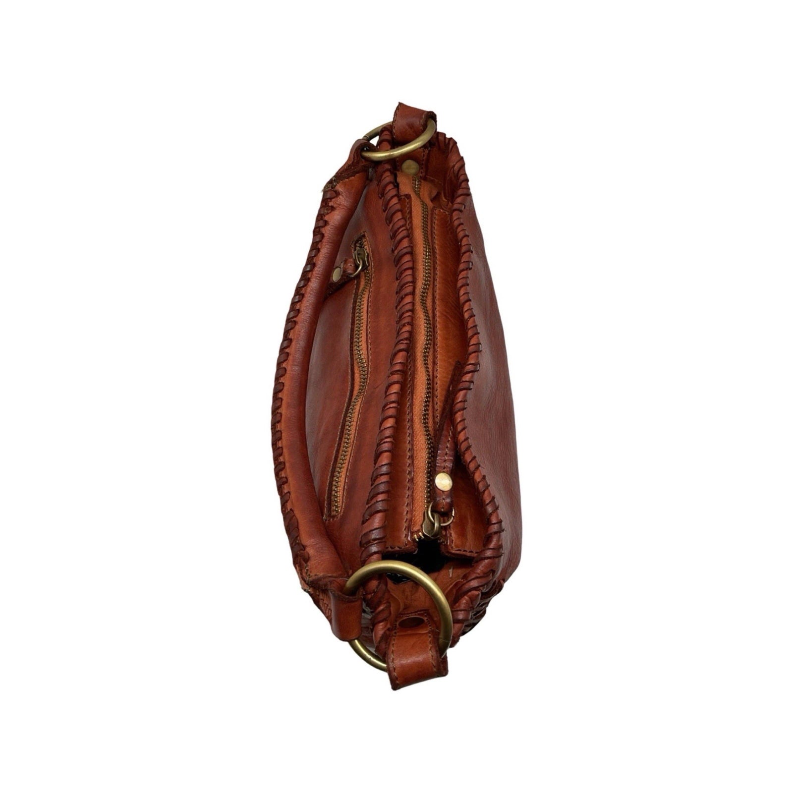The Halle COWHIDE LEATHER SHOULDER BAG - Cognac