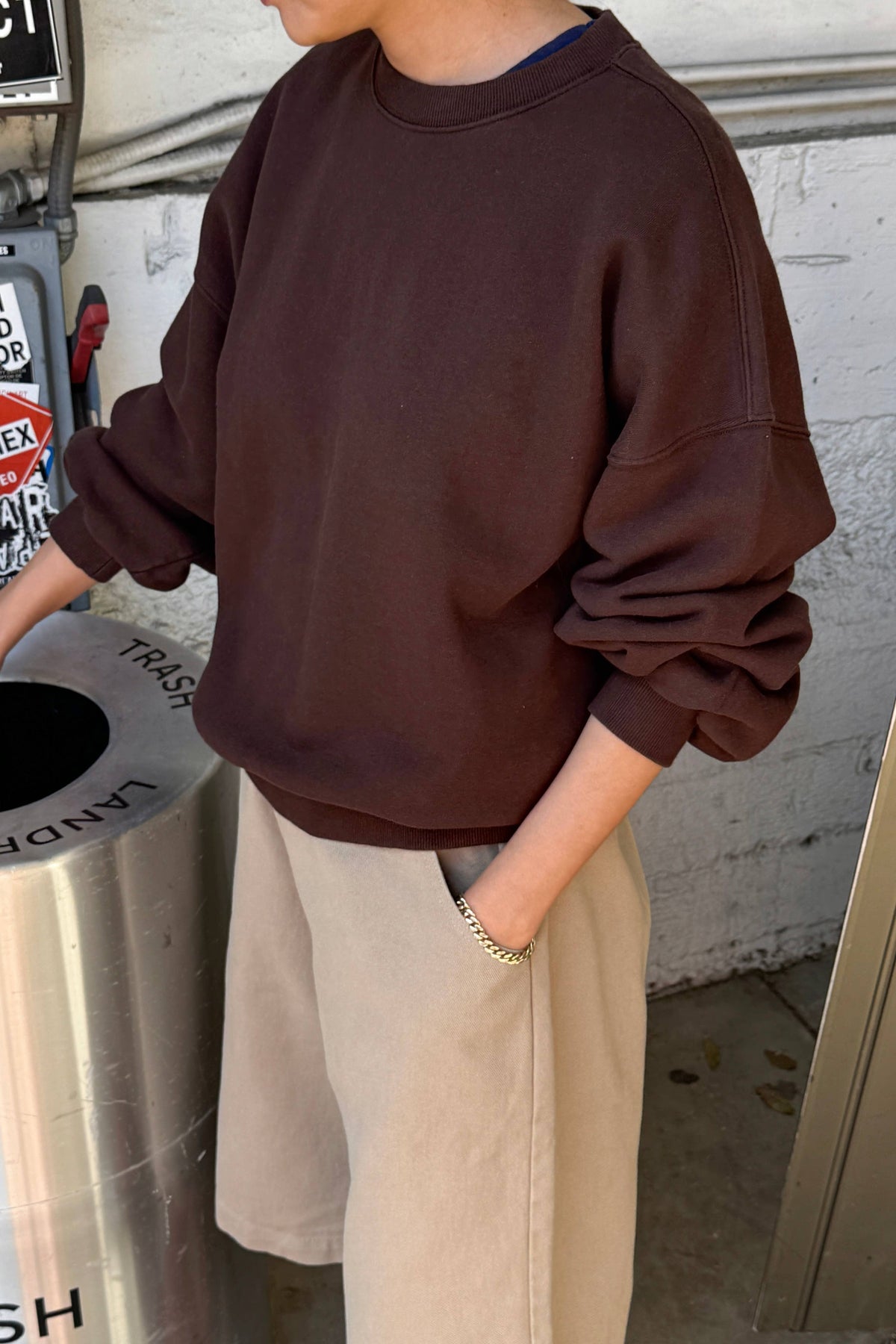 Le Bon Shoppe French Terry Core Sweatshirt - Chocolate