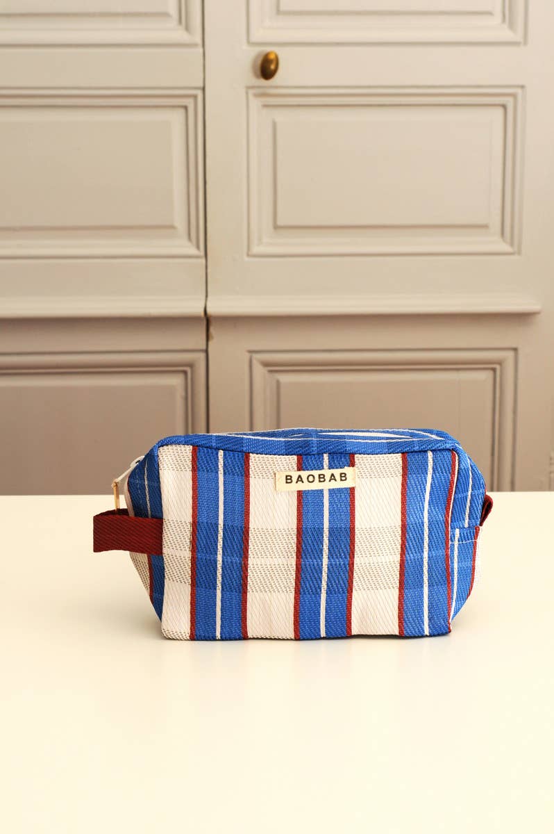 BAOBAB Blue striped mesh pouch