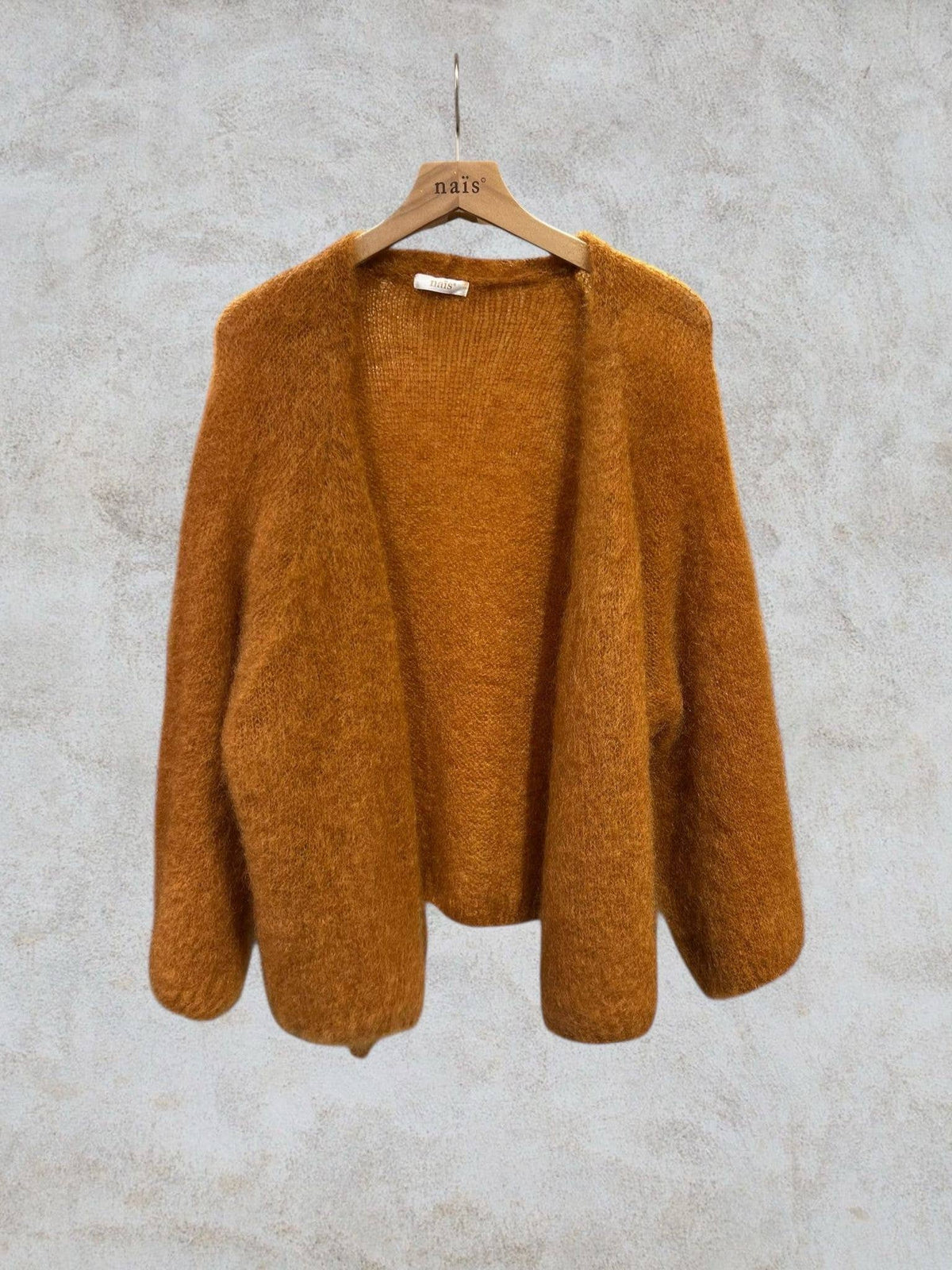 Nais Paris loose knit mid-length cardigan - Ochre