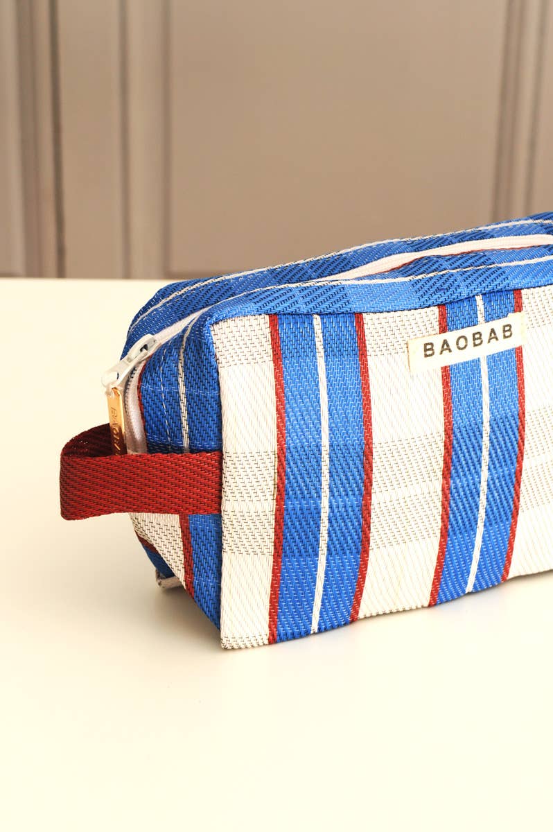 BAOBAB Blue striped mesh pouch