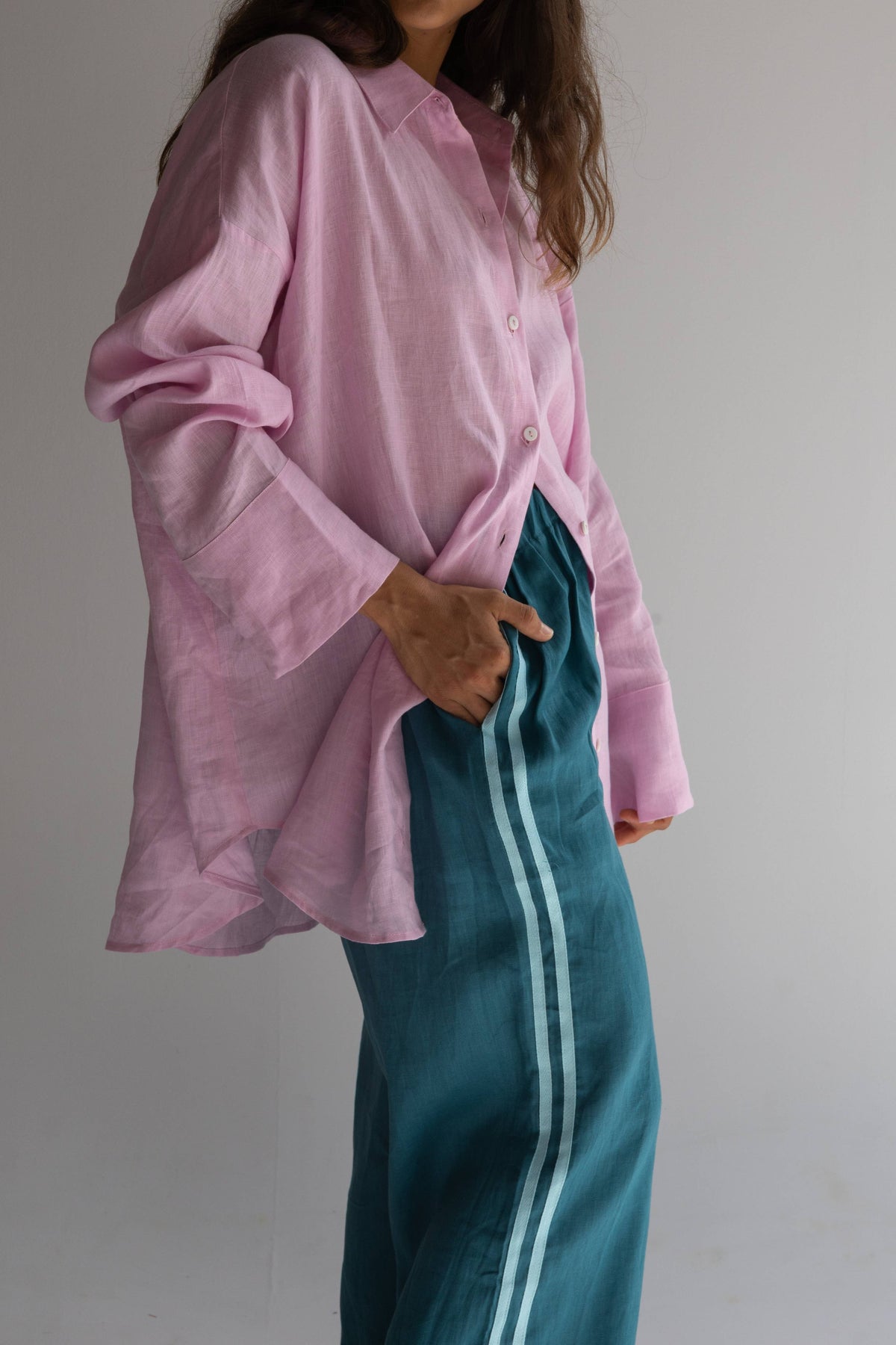 Locolinen Linen Oversized Shirt - Pale Fuchsia